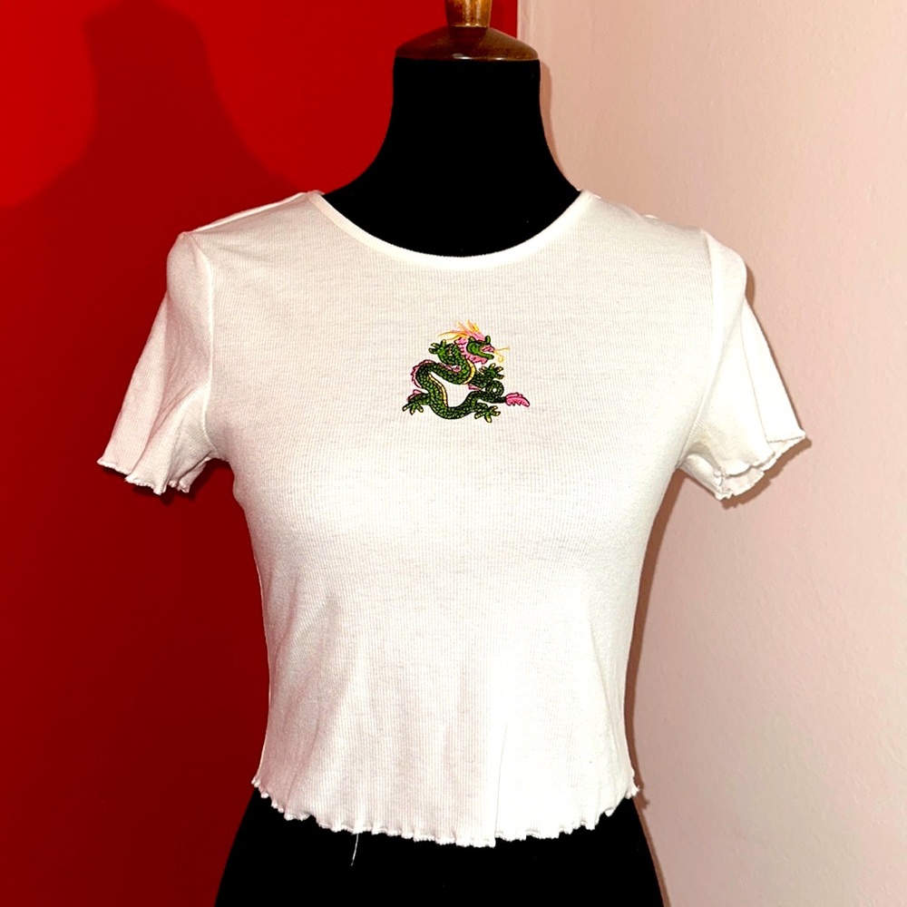 SHEIN cropped top (green dragon)